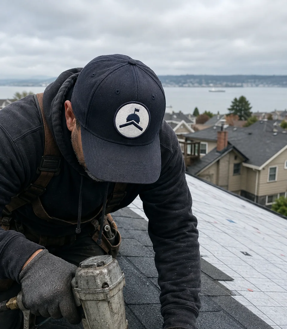Roof Replacement underway on a property in Tacoma, WA